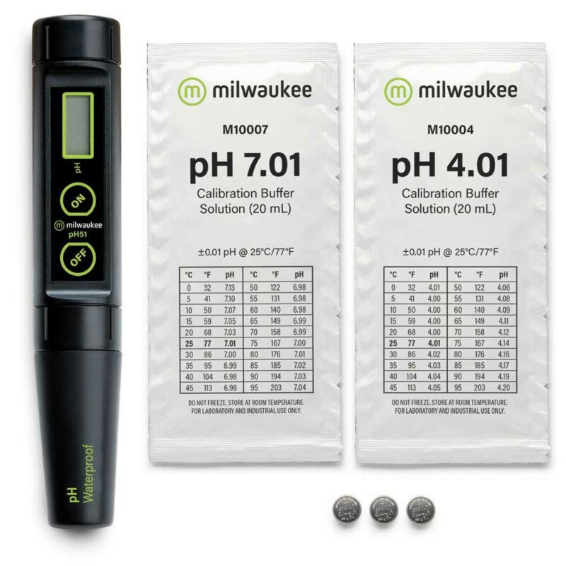 pH51 von Milwaukee Instruments mit Kalibrierlösung